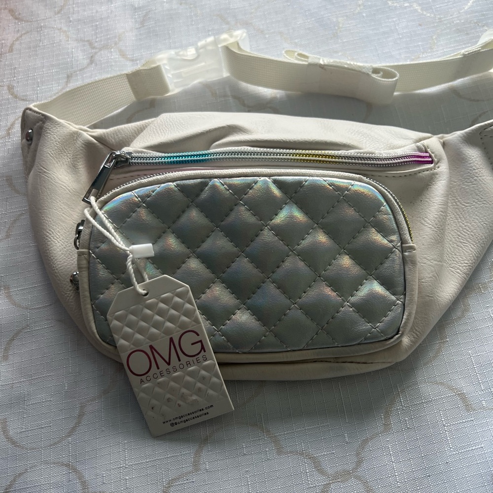 OMG Accessories Cream and Silver Crossbody Bag